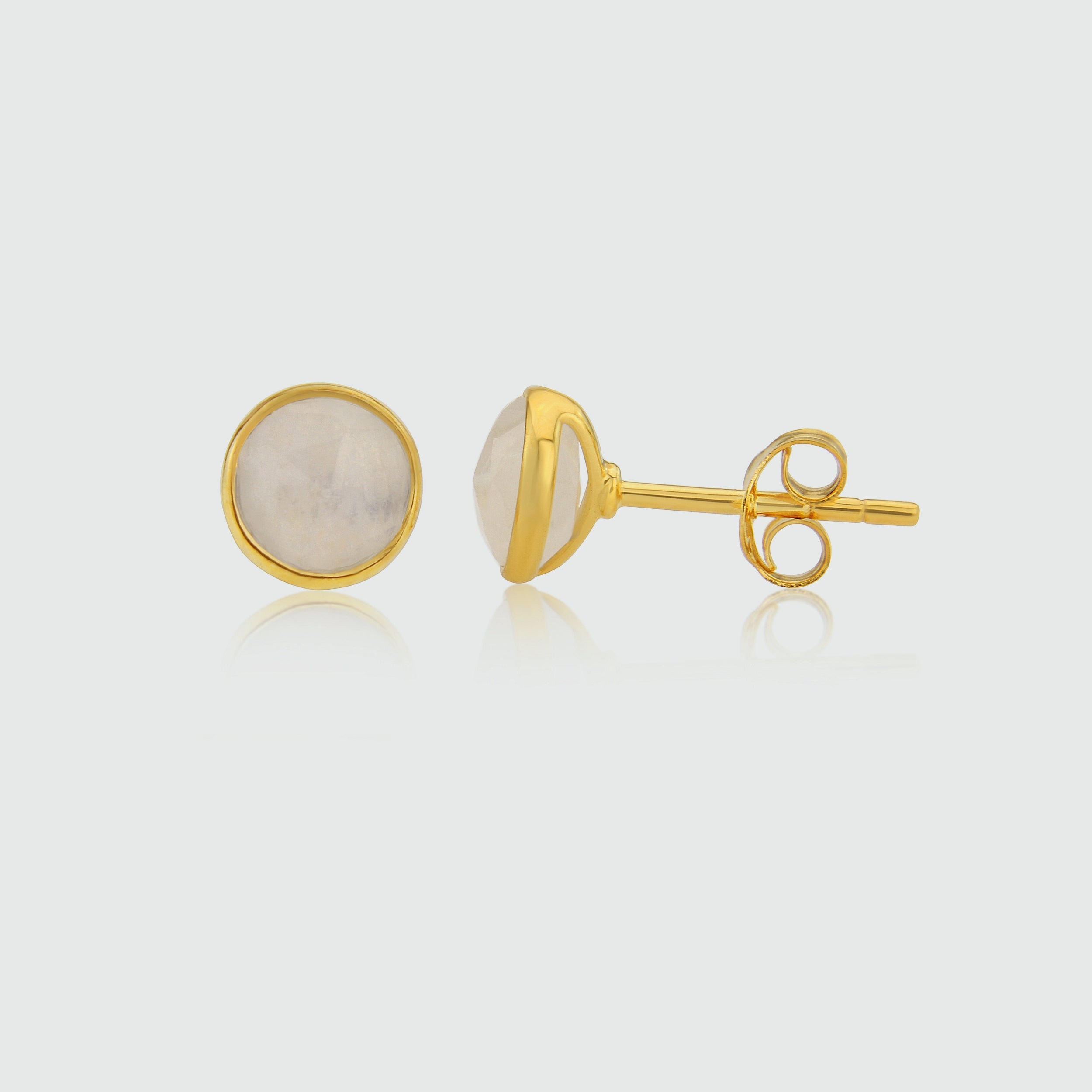 Gold moonstone store stud earrings