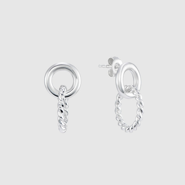 Kelso Alhambra Chunky Twisted Silver Earrings