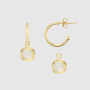 California Cushion Moonstone & Gold Interchangeable Hoop Earrings