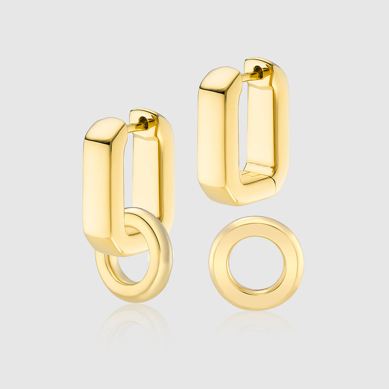 Auree x @theeditbutton Small Chunky Gold Hoops with Gold Circle Drops