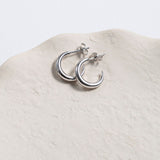 Alta Silver Crescent Shaped Hoop Earrings