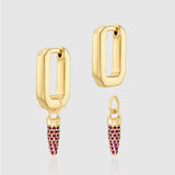 Auree x @theeditbutton Gold Hoop Earrings with Interchangeable Raspberry Pointed Drops