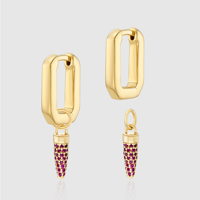 Auree x @theeditbutton Gold Hoop Earrings with Interchangeable Raspberry Pointed Drops