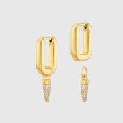 Auree x @theeditbutton Gold Interchangeable Hoop & White Pointed Drop Earrings