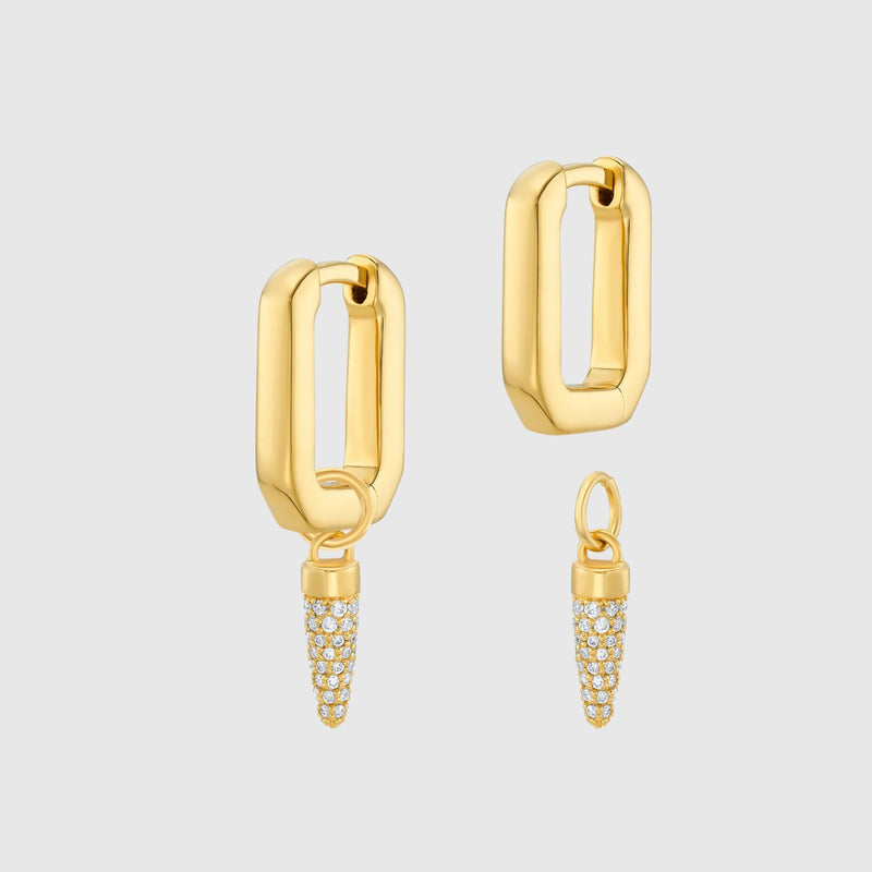 Auree x @theeditbutton Gold Interchangeable Hoop & White Pointed Drop Earrings