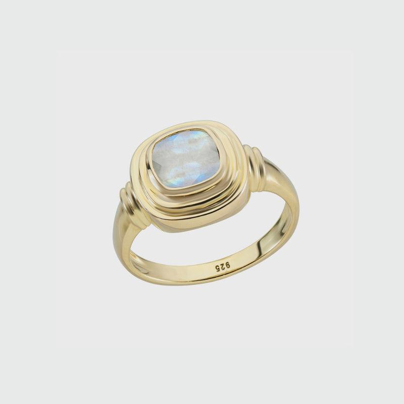 Rings - California Cushion Moonstone Gold Vermeil Ring