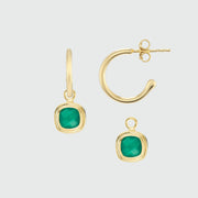 California Cushion Green Onyx & Gold Interchangeable Hoop Earrings