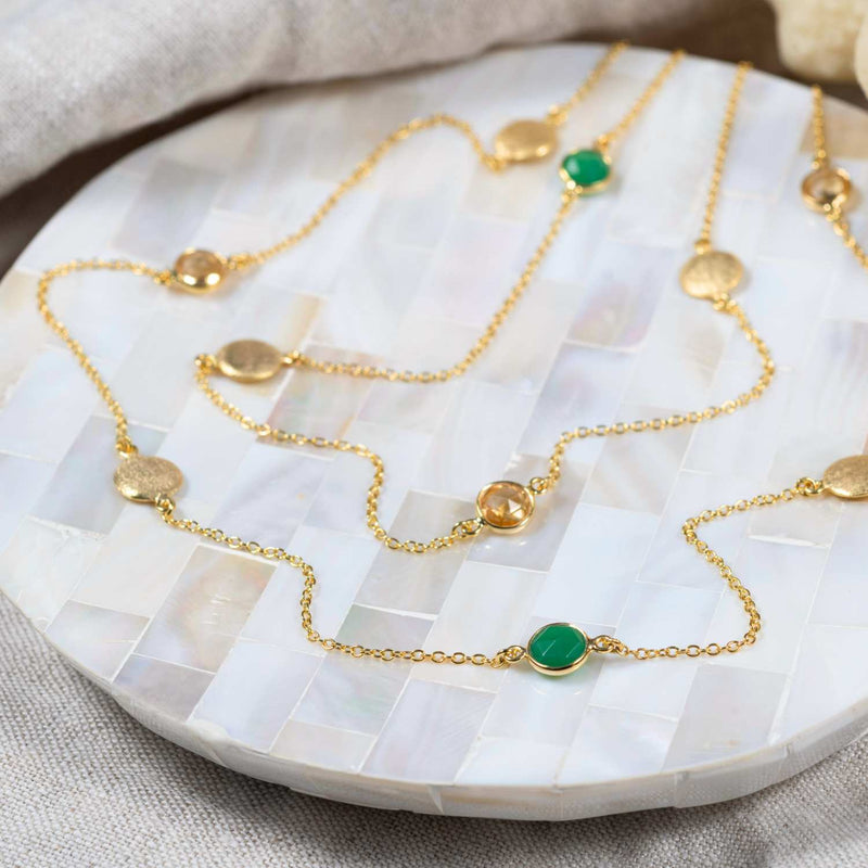 Necklaces & Pendants - Como Citrine, Chrysoprase & Yellow Gold Vermeil Long Necklace