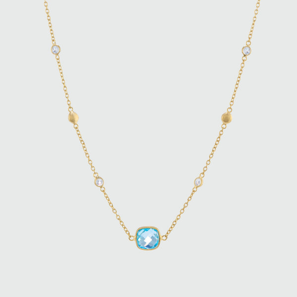 Iseo Blue Topaz Gemstone & Gold Vermeil Necklace