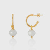 Manhattan 9ct Gold & Freshwater Pearl Hoop Earrings