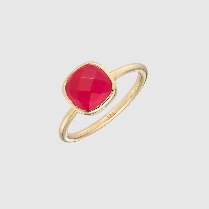 Mondello Fuchsia Pink Chalcedony Gold Vermeil Ring