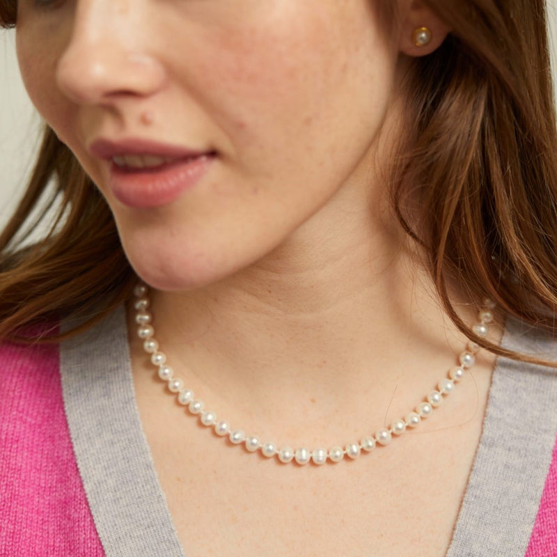 Richmond Freshwater Round Pearl & Gold Necklace