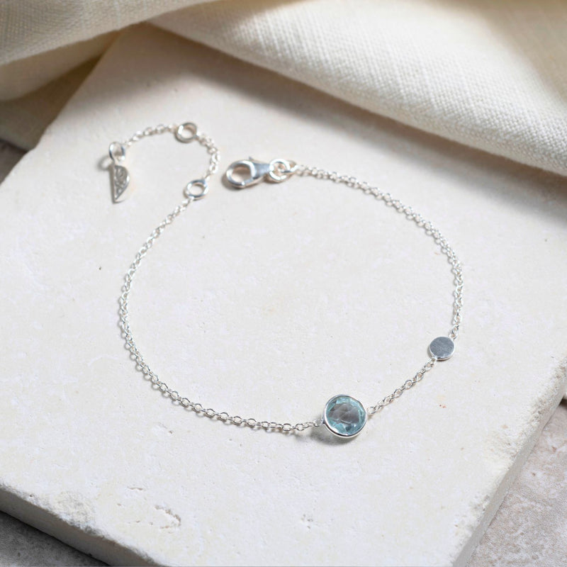 Salina Blue Topaz and Silver Disc Bracelet