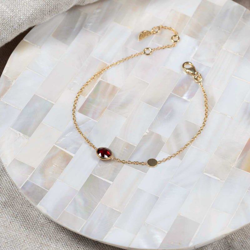 Bracelets & Bangles - Salina Garnet And Gold Vermeil Disc Bracelet