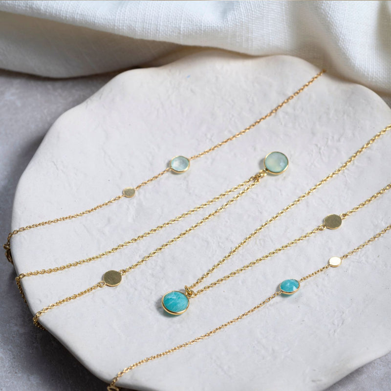 Salina Gold Vermeil Disc & Amazonite Necklace