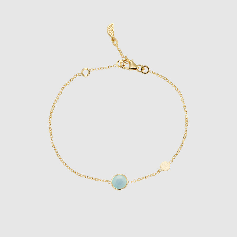 Bracelets & Bangles - Salina Aqua Chalcedony And Gold Disc Bracelet