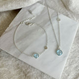 Necklace - Salina Blue Topaz & Silver Disc Necklace