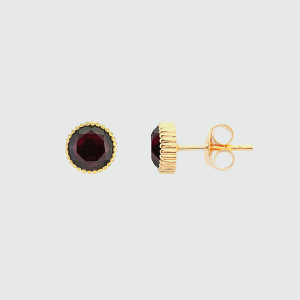 6.0mm Garnet Solitaire Rope-Textured Frame Stud Earrings in Sterling Silver  and 10K Gold | Zales