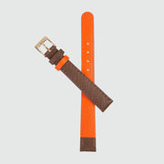 Montmartre Chestnut & Orange Leather Watch Strap with Rose Gold Buckle-Auree Jewellery