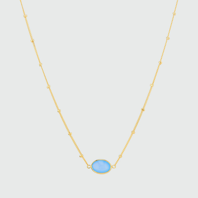 Pollara Blue Chalcedony & Gold Vermeil Beaded Necklace-Auree Jewellery