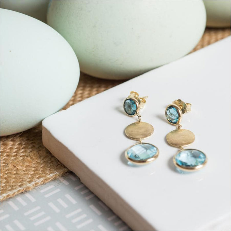 Como Blue Topaz, London Topaz & Yellow Gold Vermeil Earrings-Auree Jewellery