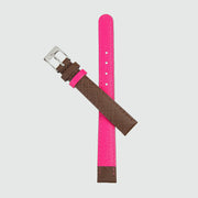 Montmartre Chestnut & Hot Pink Leather Watch Strap with Silver Buckle-Auree Jewellery