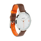 Montmartre Chestnut & Orange Leather Watch Strap with Silver Buckle-Auree Jewellery