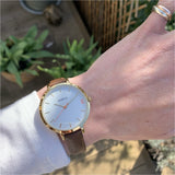 Montmartre Yellow Gold Watch with Chestnut Brown & Orange Leather Strap-Auree Jewellery